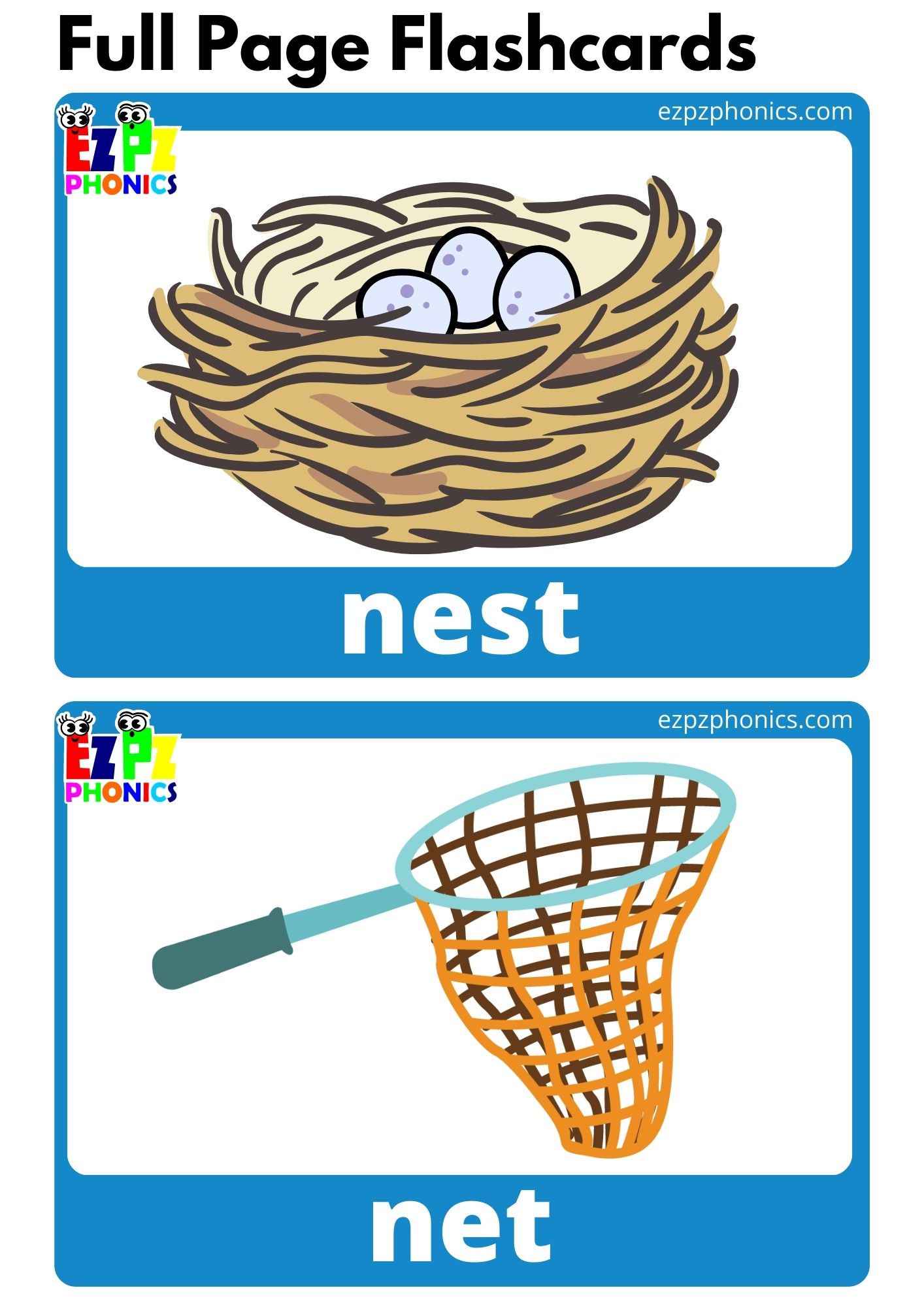 N Beginning Sounds Full Page Flashcards with Words Phonics Alphabet Letter Sounds Flashcards Free PDF Download or View Online for Kindergarten and ESL Students